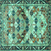 Square Machine Washable Persian Turquoise Traditional Area Rugs, wshtr4484turq