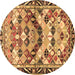 Round Persian Brown Traditional Rug, tr4484brn