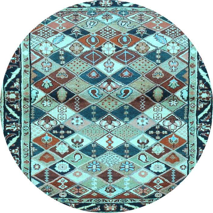Round Machine Washable Persian Light Blue Traditional Rug, wshtr4484lblu