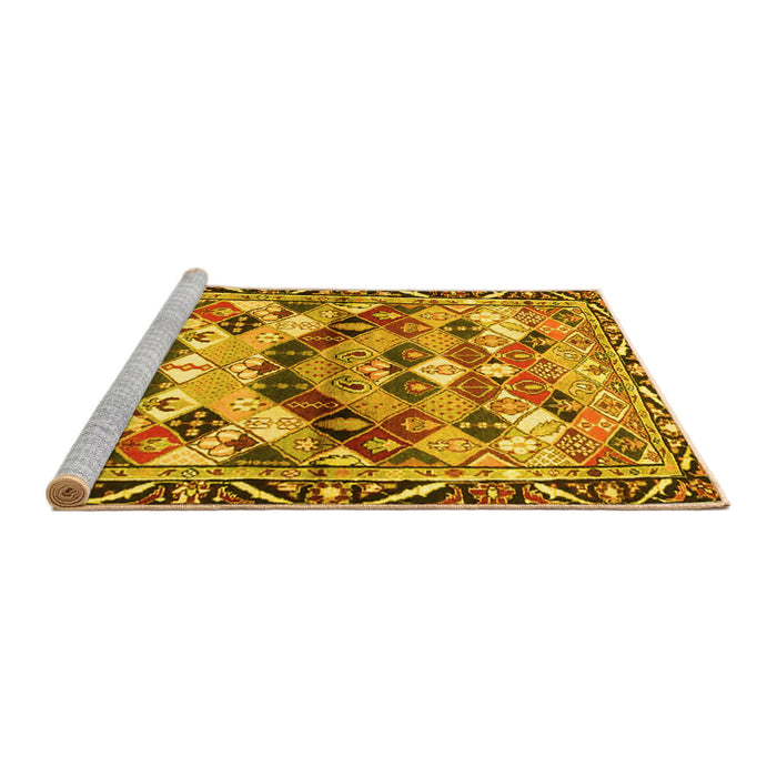Sideview of Machine Washable Persian Yellow Traditional Rug, wshtr4484yw