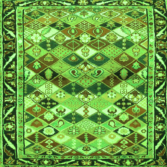 Round Machine Washable Persian Green Traditional Area Rugs, wshtr4484grn