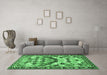 Machine Washable Persian Emerald Green Traditional Area Rugs in a Living Room,, wshtr4484emgrn