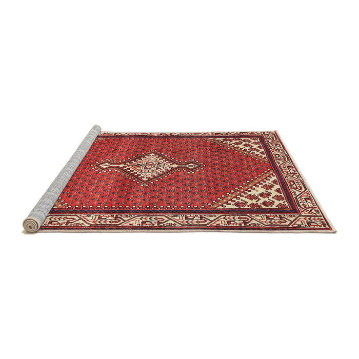 Sideview of Machine Washable Traditional Sunrise Orange Rug, wshtr4485