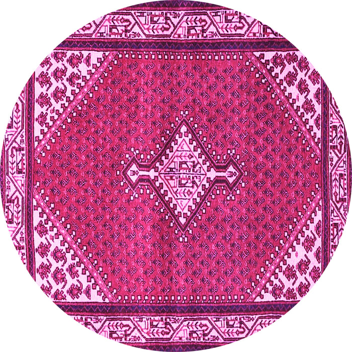 Round Medallion Pink Traditional Rug, tr4485pnk