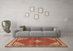 Machine Washable Medallion Brown Traditional Rug in a Living Room,, wshtr4485brn