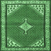 Square Medallion Emerald Green Traditional Rug, tr4485emgrn