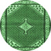 Round Medallion Emerald Green Traditional Rug, tr4485emgrn