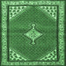 Square Machine Washable Medallion Emerald Green Traditional Area Rugs, wshtr4485emgrn