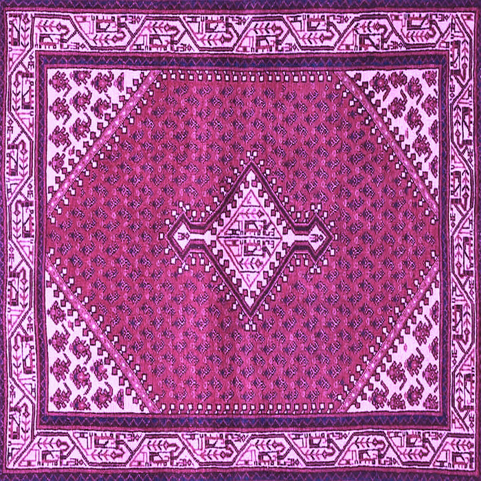 Square Machine Washable Medallion Purple Traditional Area Rugs, wshtr4485pur