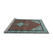 Sideview of Machine Washable Medallion Light Blue Traditional Rug, wshtr4485lblu