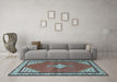 Machine Washable Medallion Light Blue Traditional Rug in a Living Room, wshtr4485lblu