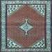 Square Medallion Light Blue Traditional Rug, tr4485lblu