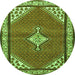 Square Medallion Green Traditional Rug, tr4485grn