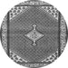 Machine Washable Medallion Gray Traditional Rug, wshtr4485gry