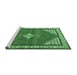 Sideview of Machine Washable Medallion Emerald Green Traditional Area Rugs, wshtr4485emgrn