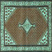 Square Medallion Turquoise Traditional Rug, tr4485turq