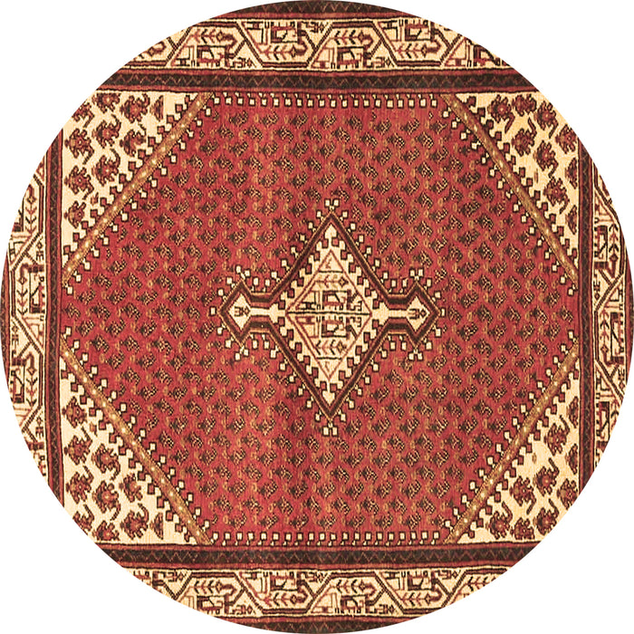 Round Medallion Brown Traditional Rug, tr4485brn
