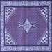 Square Machine Washable Medallion Blue Traditional Rug, wshtr4485blu