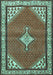 Machine Washable Medallion Turquoise Traditional Area Rugs, wshtr4485turq