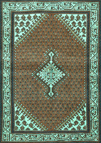 Medallion Turquoise Traditional Rug, tr4485turq