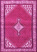 Machine Washable Medallion Pink Traditional Rug, wshtr4485pnk