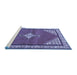 Sideview of Machine Washable Medallion Blue Traditional Rug, wshtr4485blu