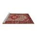 Sideview of Machine Washable Traditional Copper Red Pink Rug, wshtr4486