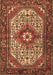 Machine Washable Medallion Brown Traditional Rug, wshtr4486brn