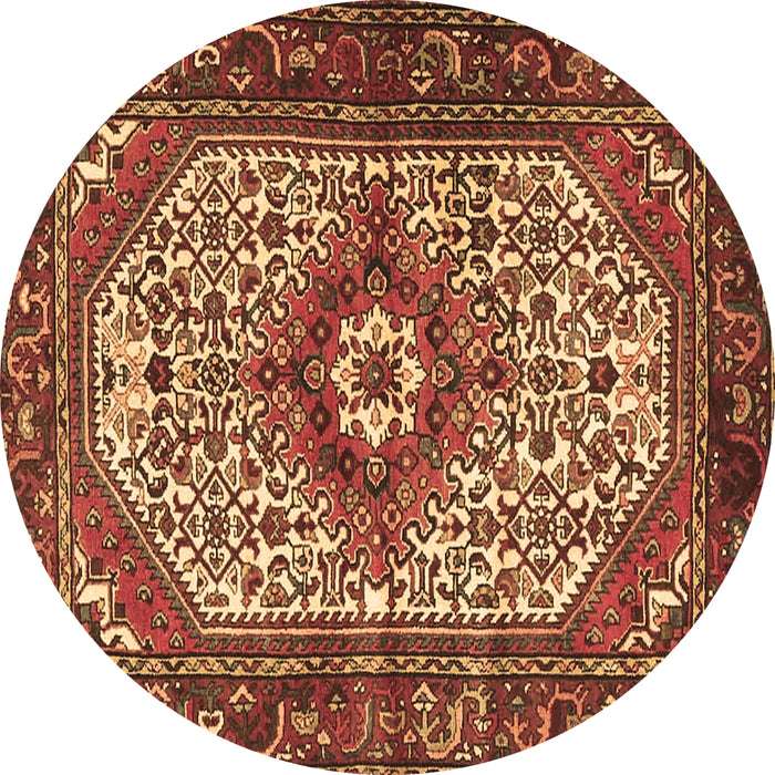 Round Machine Washable Medallion Brown Traditional Rug, wshtr4486brn