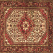 Square Machine Washable Medallion Brown Traditional Rug, wshtr4486brn