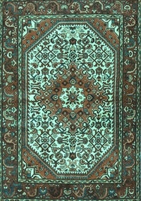 Medallion Turquoise Traditional Rug, tr4486turq