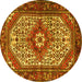 Round Medallion Yellow Traditional Rug, tr4486yw