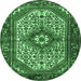 Round Medallion Emerald Green Traditional Rug, tr4486emgrn