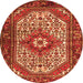 Square Medallion Orange Traditional Rug, tr4486org