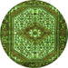 Machine Washable Medallion Green Traditional Area Rugs, wshtr4486grn