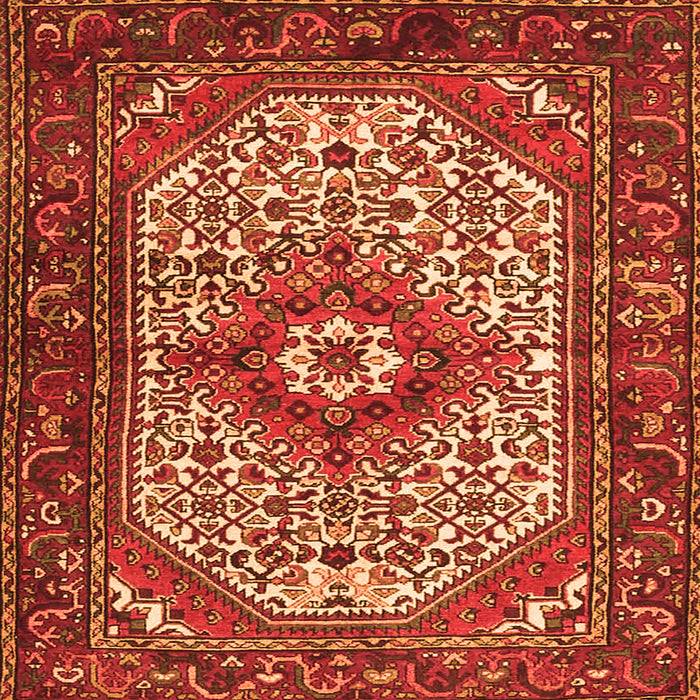 Serging Thickness of Medallion Orange Traditional Rug, tr4486org