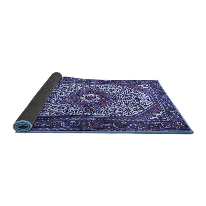 Sideview of Medallion Blue Traditional Rug, tr4486blu