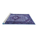 Sideview of Machine Washable Medallion Blue Traditional Rug, wshtr4486blu