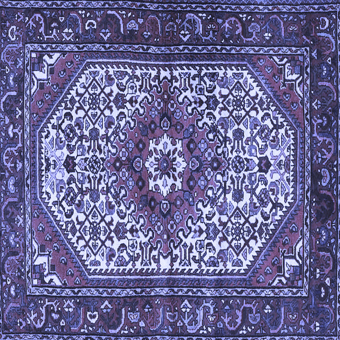 Square Machine Washable Medallion Blue Traditional Rug, wshtr4486blu