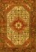 Machine Washable Medallion Yellow Traditional Rug, wshtr4486yw