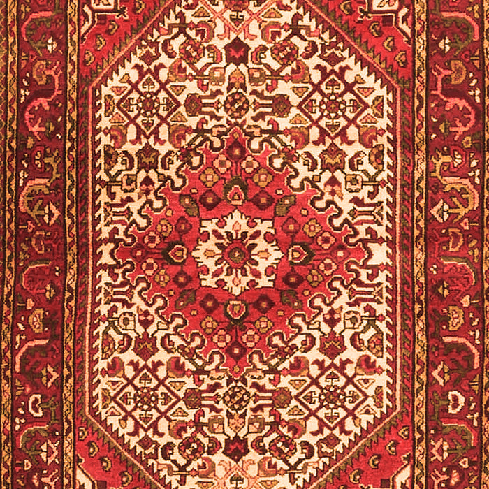 Serging Thickness of Machine Washable Medallion Orange Traditional Area Rugs, wshtr4486org