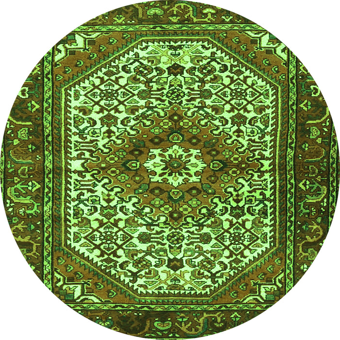 Square Medallion Green Traditional Rug, tr4486grn