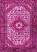 Machine Washable Medallion Pink Traditional Rug, wshtr4486pnk