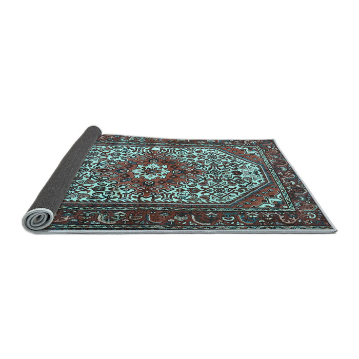 Sideview of Medallion Light Blue Traditional Rug, tr4486lblu
