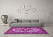 Machine Washable Medallion Purple Traditional Area Rugs in a Living Room, wshtr4486pur