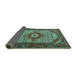 Sideview of Medallion Turquoise Traditional Rug, tr4486turq