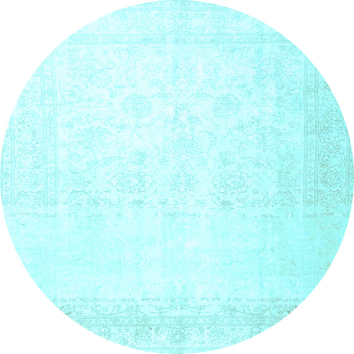 Round Machine Washable Persian Light Blue Traditional Rug, wshtr4487lblu