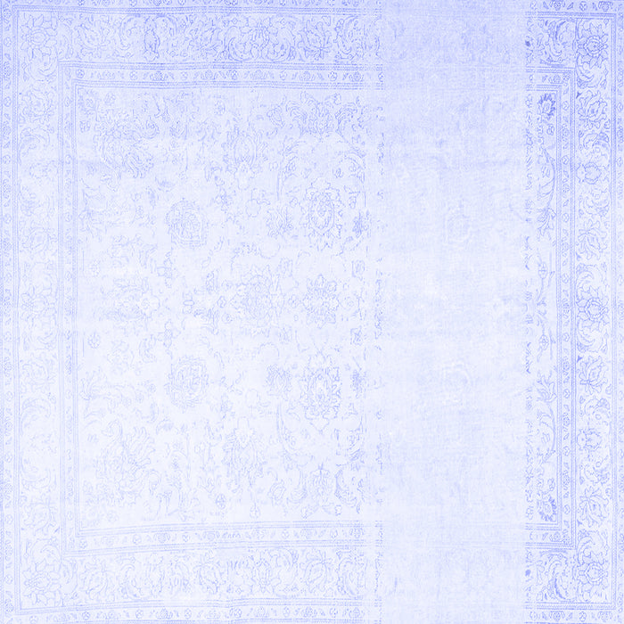 Square Machine Washable Persian Blue Traditional Rug, wshtr4487blu