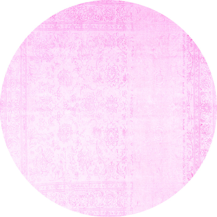 Round Persian Pink Traditional Rug, tr4487pnk