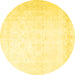 Round Machine Washable Persian Yellow Traditional Rug, wshtr4487yw